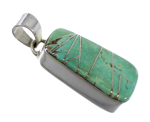 Genuine Sterling Silver And Turquoise Inlay Southwestern Pendant WX58512